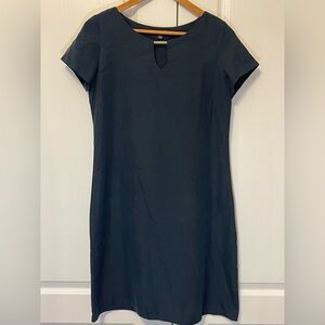 Sharagano Slate Blue Sheath Dress with Cap Sleeves